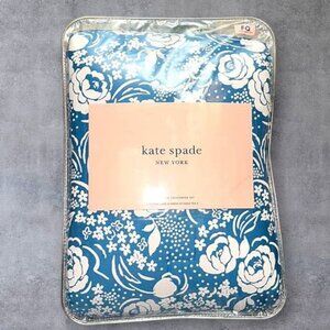 NEW Kate Spade Full/Queen Comforter and 2 Shams Winter Rose Blue White Cotton